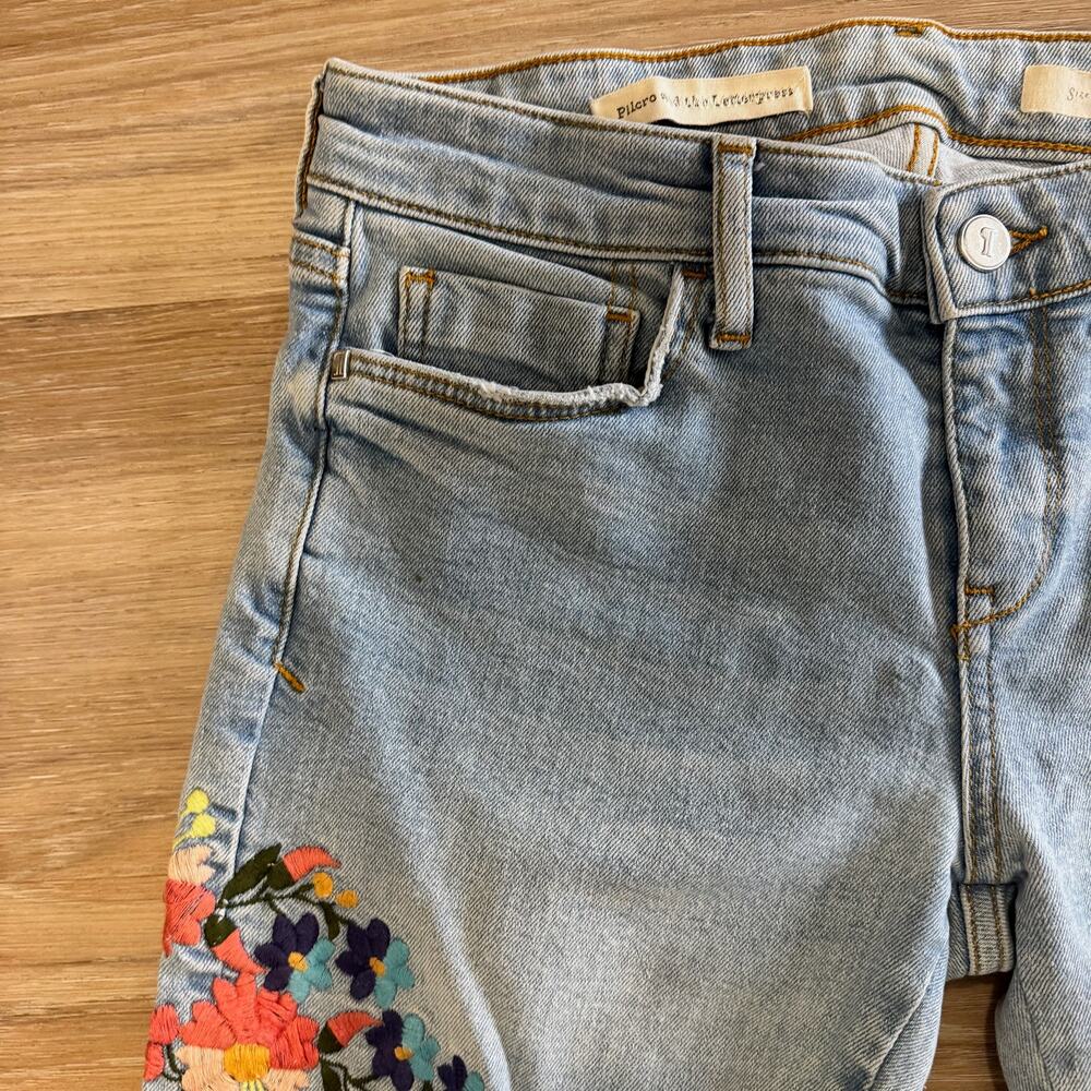 Pilcro & The Letterpress | Mid Rise Light Wash Embroidered Denim Size 26 - Picture 6 of 16